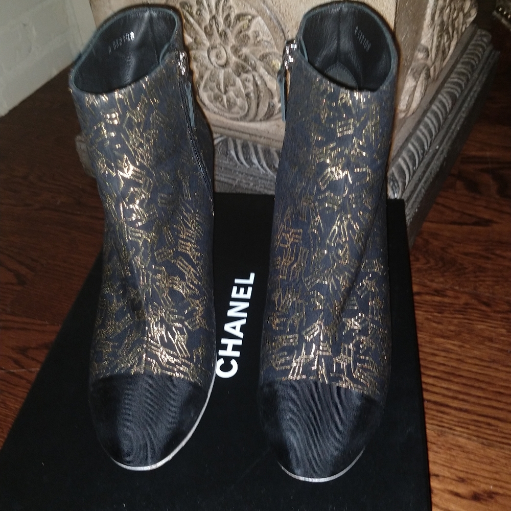 Authentic Metallic Chanel booties - Picture 1 of 10